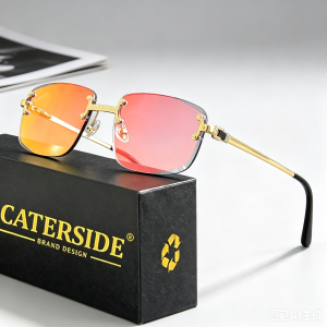 CATERSIDE Punk Kính râm hình chữ nhật Nam nữ Thiết kế sang trọng Ống kính Gradient không gọng Kính chống nắng bằng kim loại cho nam giới Thể thao 2024 UV400