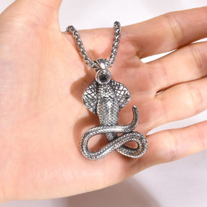 Kemstone Hip Hop Male Stainless Steel Vintage Cobra Pendant Necklace Jewelry Gift for Men
