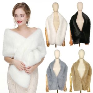 NOVELLEO Soft Cloak Plush Shawl Korean Style Solid Color Faux Fur Scarves Vintage Keep Warm Bride Shoulder Fake Collar Ladies/Girls