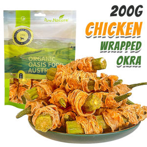 Furiri 100g 200g Okra Lady Finger Wrapped Chicken Duck Jerky Dried Meat Dog Pet Food Training Chew Healthy Pet Snacks