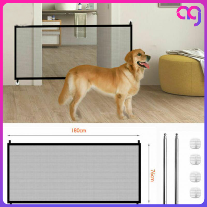 Magic Pet Gate For Dogs Ingenious Mesh Safe Guard For Kids Folding Pet Dog Gate Door Barrier