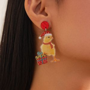 DRESSPLUS Animals Merry Christmas Earrings Cat Jewelry Quicksand Dangle Earrings Trendy Drop Earrings Xmas Earrings Studs Christmas