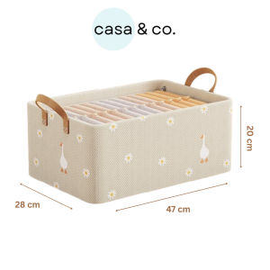 กล่องผ้าอเนกประสงค์ ลายเป็ด มีให้เลือก 2 สี ครีม/น้ำเงิน พับเก็บได้ จัดระเบียบเสื้อผ้า | casa & co.