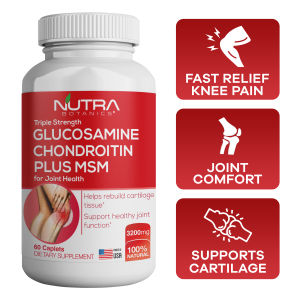 Nutra Botanics Glucosamine 1500mg Chondroitin MSM Triple Strength Glucosamine Supplement - Knee Pain Relief in 14 Days - Knee Joint Supplement