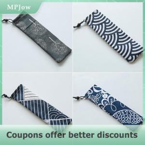 【MPJow】 Japan Style Cutlery Bag Reusable Travel Drawstring Pouch for Kitchen Tableware Fork Spoon Bamboo Chopsticks Cleaning Brush