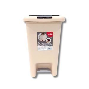 AT.Homemart ถังขยะ(สีครีม) ถังขยะ จุ 6.5L แบบเปิดมือ-เท้า ถังขยะมินิมอลพลาสติกทรงสี่เหลี่ยมสะดวกต่อการเคลื่อนย้ายและใช้งานทุกมุมบ้าน รหัส 2630