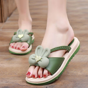[Free Shipping] Womens thick-soled slippers new summer style fashionable and cute bunny design suitable for outdoor wear beach slippers for students