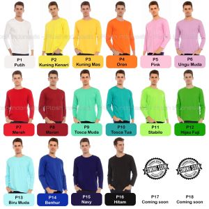 Kaos polos panjang combed 20s - HIJAU FUJI (100% cotton) / baju polos / tshirt polos / baju panjang