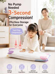 Vacuum Bag Storage Solution Family Organization Space Saver Home Use/Extra Large Capacity Compression Bag/No Pump Needed Durable/Ideal For Clothes Bedding