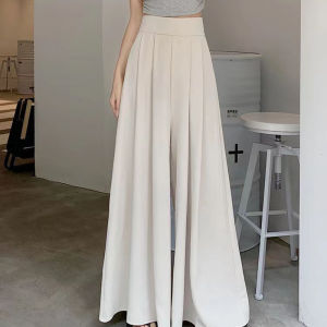 Plus Size 23-35 Waist Korean High Waist Wide Leg Trousers Women Pleated Skirt