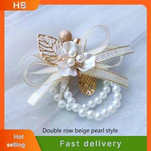 HB Exquisite Wedding Supplies Fashion Bride Pearl Clover Wrist Flower Elegant Bridesmaid Wristband Jewelry Accessories Gifts