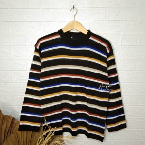 Stripe Rainbow Knit (bisa COD) Sweater Wanita Sweater Rajut Sweater Rainbow Sweater belang belang