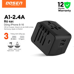 Ổ Cắm Chuyển phổ quát Đổi Du Lịch DOSEN Pro Sạc Nhanh 35W Ổ Chia Điện 4 Loại Chân Cắm Chuyển Đổi Dòng Điện