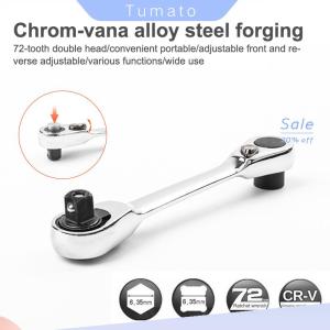 Tumato Mini Double Headed Ratchet Wrench 1 4 Inch Drive Socket Screwdriver Bit Driver Quick Release Ratchet Wrench Hand Tools