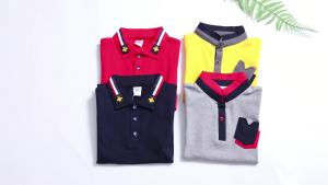 2025COD2-16 Years Kids T-shirt Boy polo shirt stand collar Pocket 100% Cotton Korean Fashion wear Ready Stock