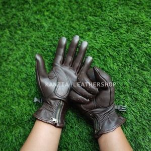 Sarung Tangan Motor Kulit Pria Full Jari Sirkulasi Udara