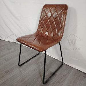 Wfurniture Modern PU Leather Dining Chair Premium Glossy Industrial Minimalist Kerusi Makan Office