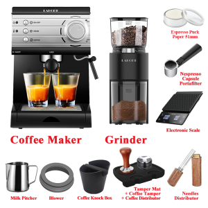 🎁 LAHOME / Donlim Espresso Coffee Maker Machine Mini Portable Espresso Coffee Machine semi Coffee Maker On Sale Coffee Espresso Make With Milk Steamer Latte Cappuccino Mocha Macchiato 20Bar KF6001 Pro 【2 Years Warranty】