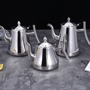 GAOSU พร้อมฝาปิด หม้อชาพร้อมกรอง หนาขึ้น ถอดออกได้ กาต้มน้ำพร้อมที่กรอง สง่างาม ทอง/เงิน กาต้มน้ำกาแฟ ใช้ในโรงแรม