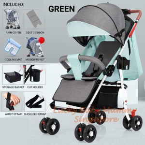【CozyCasa】 Lightweight Baby Stroller | One-Hand Fold | Compact Pram Pushchair | Sitting Type | 4 Colors