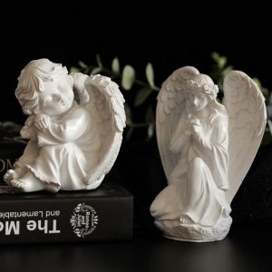 FOUNDTWO Easy to Clean Mini Home Decoration Delicate Gift Pray Little Angel Unique Winged Angel Statue Resin Crafts Ornaments Garden Sculpture