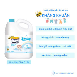 Nước giặt xả NumNim cho Bé thành phần hữu cơ kháng khuẩn. Khử mùi lưu hương dịu nhẹ 3100ml Thailand Chính Hãng