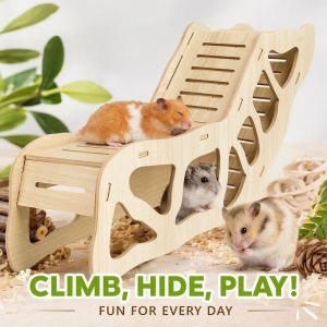 Wooden Hamster Tunnel Hideout Cozy Resting Shelter No Drill Easy Install For Gerbil Small Pets