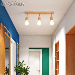 Nordic timber track light modern creative personality simple surface mounted led ceiling bedroom den aisle lights porch dining room
