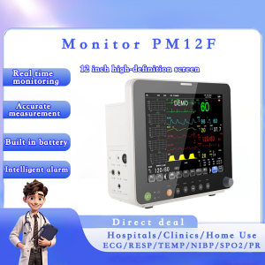 เครื่องตรวจวัดสัญญาณชีพแบบพกพา 12F พร้อมการตรวจวัดสัญญาณชีพ จอแสดงผลความละเอียดสูง 12.1 นิ้ว จอภาพข้างเตียง เหมาะสำหรับโรงพยาบาล/คลินิก/ใช้ที่บ้าน ECG มาตรฐาน 6 พารามิเตอร์: ECG/การหายใจ/อุณหภูมิ/ความดันโลหิตที่ไม่รุกราน/ความอิ่มตัวของออกซิเจน/อัตราชีพจร