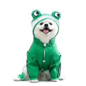 BENGPEN Waterproof Dog Reflective Four-Legged Jacket Windbreak Breathable Dog Four Legged Raincoat Dog One Piece Raincoat with Traction Port Dog Raincoat with Hood Outdoor