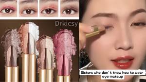 Drkicsy 4 Packs Double Color Light Luxury Eyeshadow Stick for Lazy People 2 in 1 Eyeshadow Stick & Mirror Dual Color Eye Shadow Sticks Gradient Eye Shadow Sticks for Women Eye Makeup