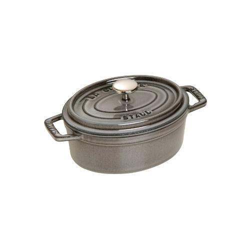 staub Cocotte Oval Gray 15cm Small two-handed enamel pan IH compatible ...