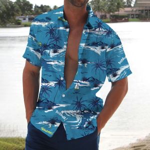 ZEEMIN  Retro Mens Shirt Coconut Tree Print Short Sleeve Shirts Beach Casual Man Clothing Loose Oversized Hawaiian Shirts For Men 2024