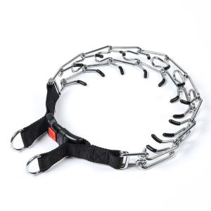 OUTOPEN Comfort Rubber Tips Prong Pinch Training Collar Adjustable Stainless Steel Correction Pinch Collar Convenient No Pull Dog Walking Tool Large/Medium/Small Dogs