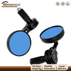 [Winnereco Flagship Mall] 1 Pair​​ Aluminum Alloy​​ Motorcycle Bar End Mirror Motorcycle Handlebar Rear View Side Mirror Motorcycle Mirrors Rear View for Ebike Scooter MTB