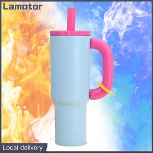 [Vktech] 40oz Insulated Coffee Mug with Handle and Straw Stainless Steel Thermal Tumbler for Camping and Hiking