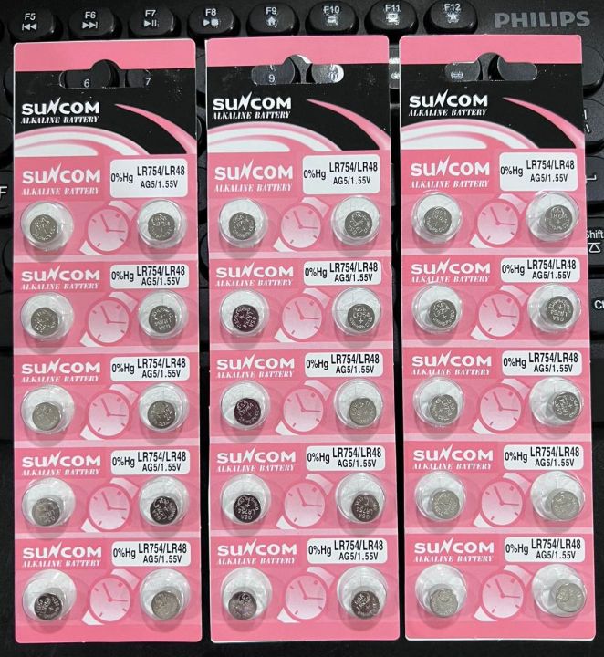 LR754/LR48 AG5 Suncom Button Cell Batteries Alkaline Battery | Lazada PH