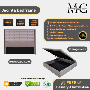 Mattress Concept Jacinta Storage Bedframe Pet Friendly Fabric/FauxLeather/Fabric All Size Available