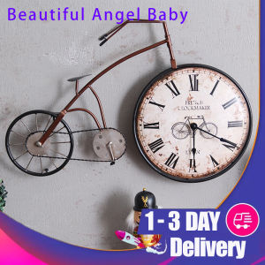 Vintage American Style Living Room Bedroom Creative Bicycle Wall Clock Personality Decoration Clock To Do Old Bicycle Wall Decoration Mural