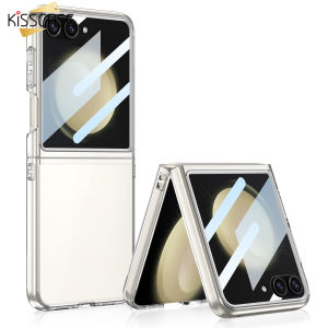 Kisscase Cho Samsung Z Flip5 Rõ Ràng Trường Hợp Với tầm nhìn rộng Lật Cover Quay Lại Với Phim Cứng PC + TPU Chất Liệu Trường Hợp lưng điện thoại di động Bìa Shell Trường Hợp Đối Với Galaxy ZFlip5 Flip4 Flip3 5G