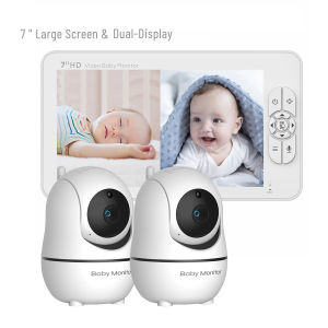 MoMoBeBe 355 Angle 7 Inch Wireless Baby Monitor intercom Security Video Audio Dual Cameras Nanny HD Night safety viewer