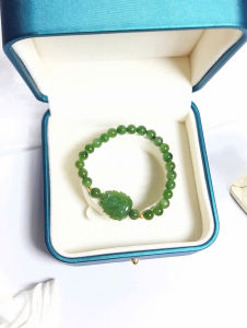 vòng tay nữ ngọc bích tự nhiên mix hồ ly chúa ngọc bích và charm bi cầu vàng tây vòng tay đá phong thủy trang sức thiết kế đủ hóa đơn thẻ bảo hành