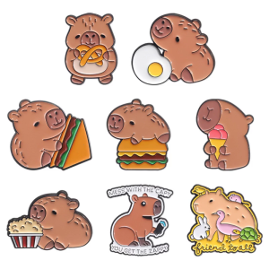 8 Pieces Capybara Brooch Animal Shaped Lapel Pin Fashionable Breastpin Clothing Accessory for Parties and Everyday Wear