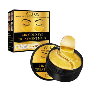 Eelhoe 24K Gold Crystal Eye Mask Reduce Wrinkle Remove Dark Eye Circles Eye Bag Firming Eye Patches Moisturizing Dilute Fine Lines Crystal Collagen Gel Eye Patch Anti-Puffiness Aging Eye Skin Care Product 24K Hyaluronic Acid Eye Mask（60pcs/box）