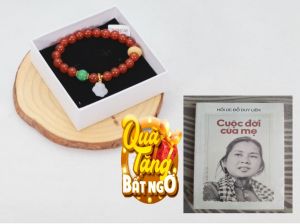 Vòng tay đá mã não tự nhiên đính hạt hợp tất cả các mệnh tặng Hồi ức Đỗ Duy Liên-Cuộc đời của Mẹ