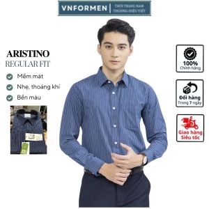 Áo sơ mi nam dài tay ARISTINO kẻ sọc form suông nhẹ thời thượng lịch lãm vải sợi sồi mềm mát nhẹ ALS41302
