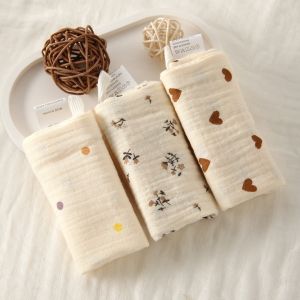 FEELINGS 3/5Pcs Soft Baby Cotton Washcloth Absorbent 6-Layer Pure Cotton Square Towels 2025 Baby Towels Newborn Burp Cloth