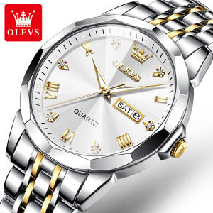 OLEVS 9931 Business Waterproof Men Wristwatch Stainless Steel Band Quartz Watch For Men Luminous Calendar Week Display
