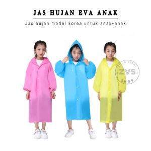 Jas Hujan Anak-Anak Korea Transparan / Jas Hujan Poncho anak Polkadot Mantel anak Terusan Unisex - Ready Stock