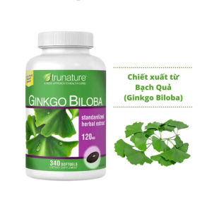 Ginkgo Biloba Standardized Herbal Extract 120mg Trunature 340 Viên -  Hỗ trợ duy trì trí nhớ và khả năng tập trung    ✨ Hỗ trợ tuần hoàn máu lên não    🌿 Hỗ trợ chống oxy hóa bảo vệ tế bào    💪 Hỗ trợ duy trì sự minh mẫn và tỉnh táo